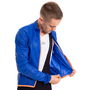 Jaqueta Corta Vento de Ciclismo Masculina Márcio May Pro Azul/Laranja